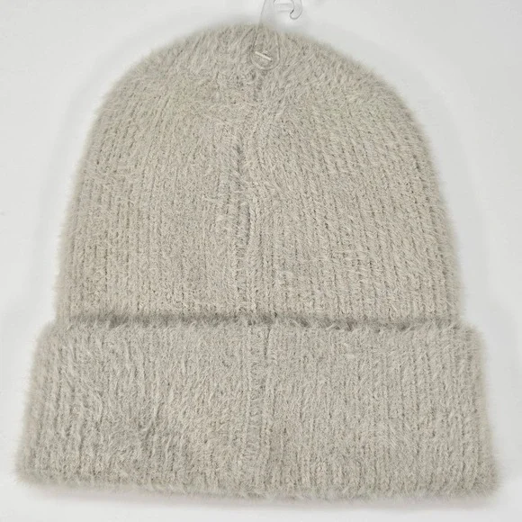 Possibilities, Toby Beige Fuzzy Knit Beanie Hat Women's Warm Winter Fall Fashion - Picture 3 of 7